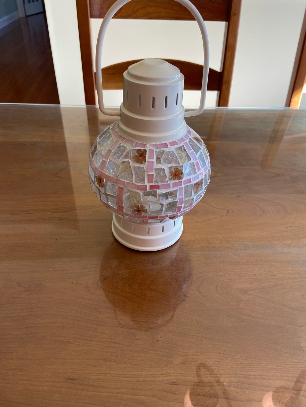Ivory & Pink Mosaic Floral Lantern - Home Accents. Perfect for a Girl’s Room.